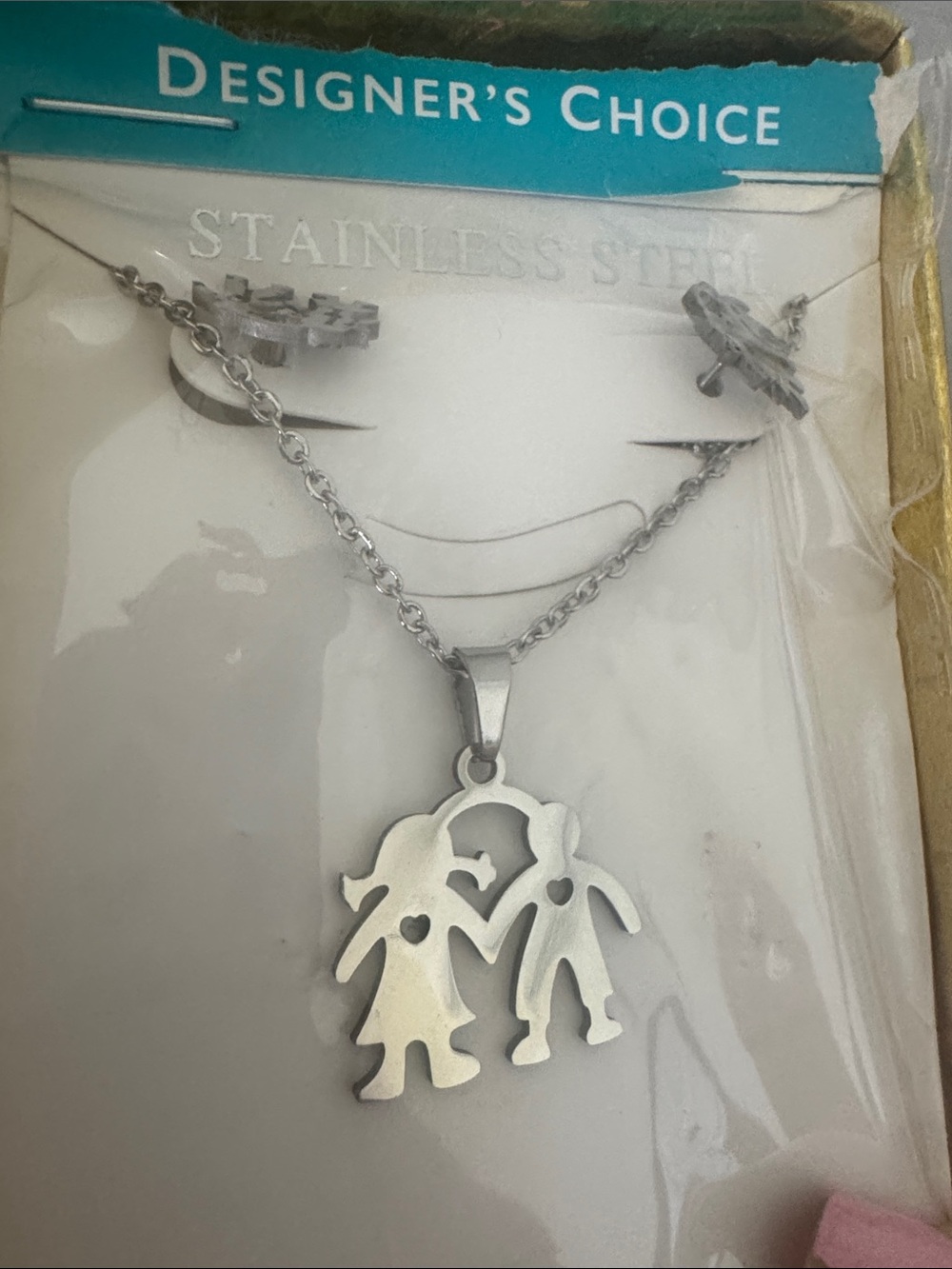 Stainless Steel Kids Silhouette Necklace - Silver